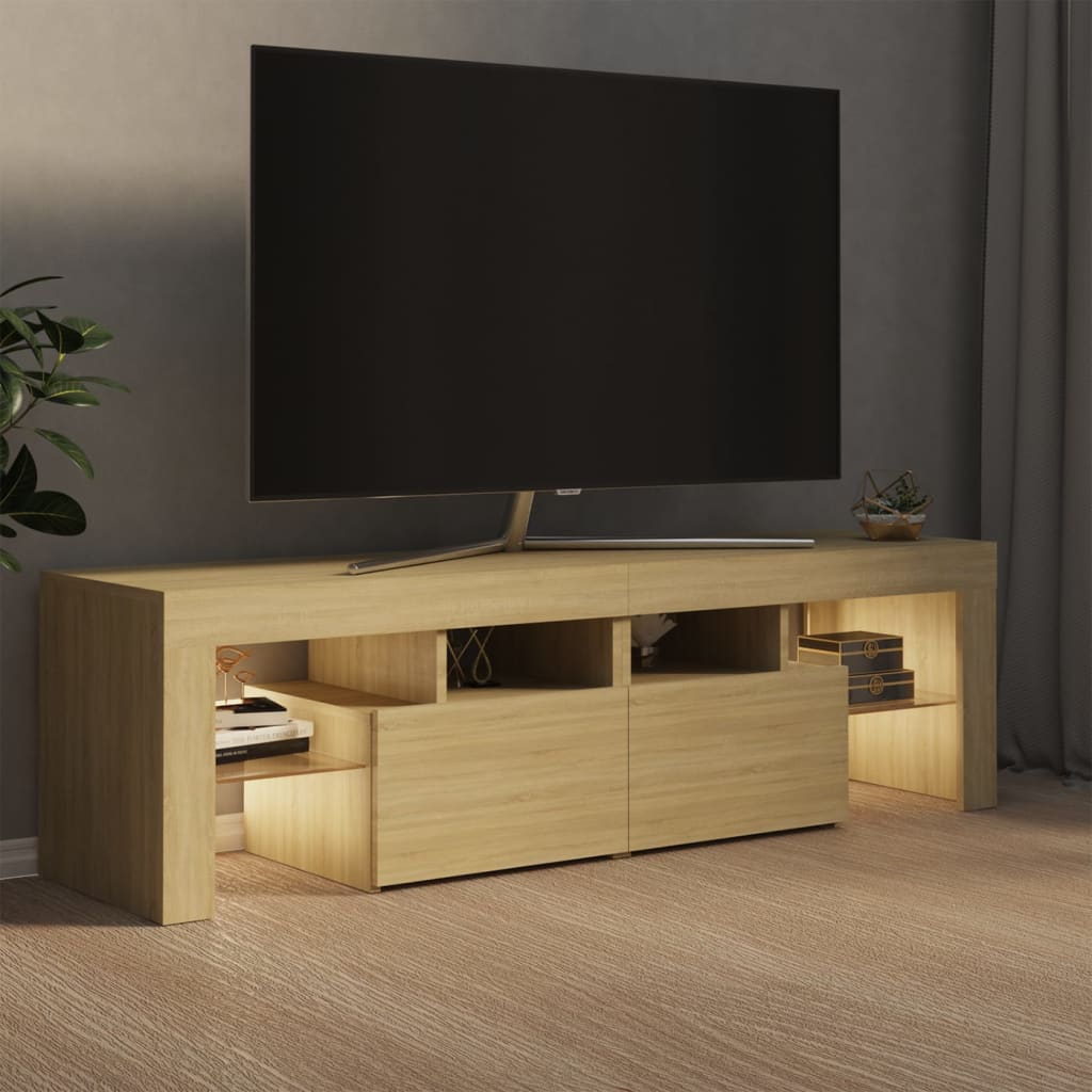 Tv-meubel LED-verlichting 140x36,5x40 cm sonoma eikenkleurig Sonoma eiken