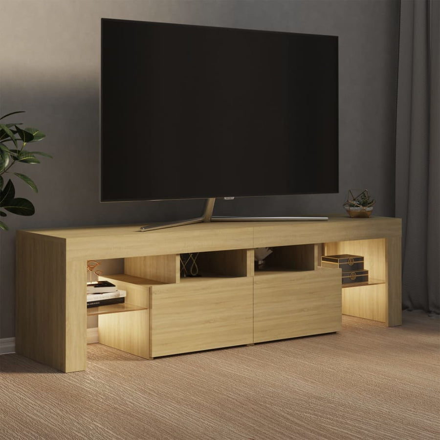 Tv-meubel LED-verlichting 140x36,5x40 cm sonoma eikenkleurig Sonoma eiken