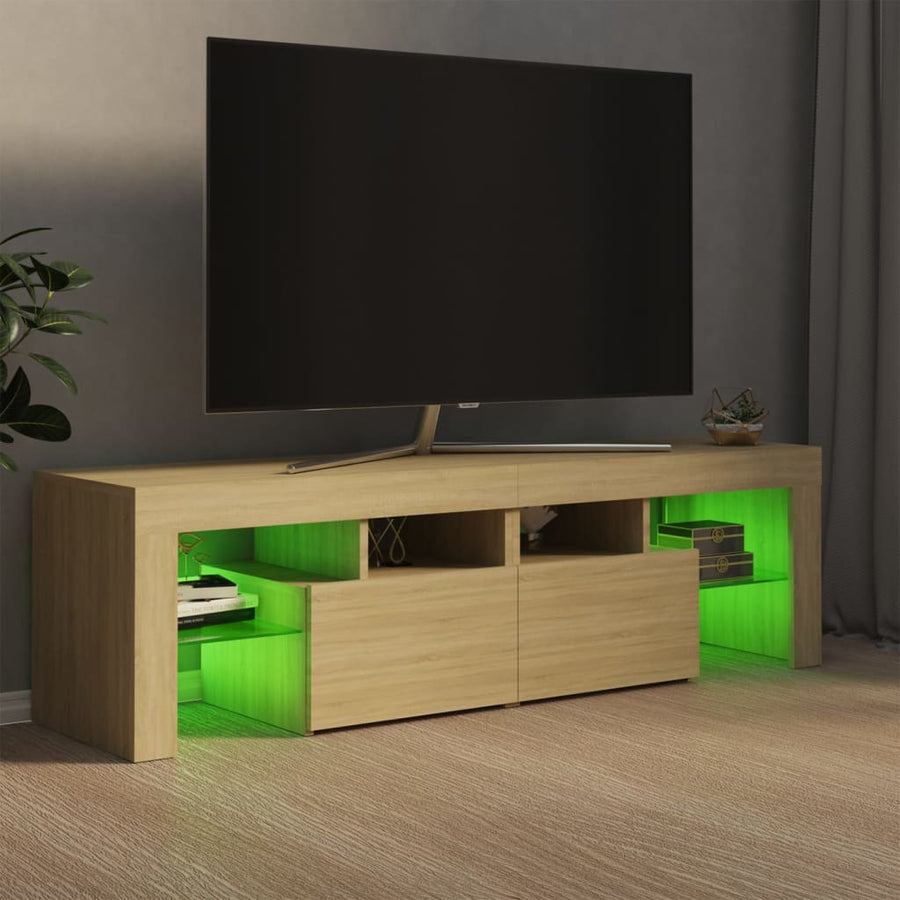 Tv-meubel LED-verlichting 140x36,5x40 cm sonoma eikenkleurig Sonoma eiken