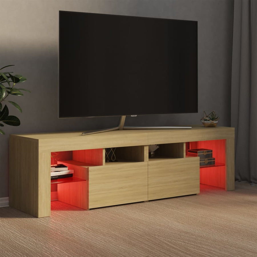 Tv-meubel LED-verlichting 140x36,5x40 cm sonoma eikenkleurig Sonoma eiken