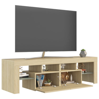 Tv-meubel LED-verlichting 140x36,5x40 cm sonoma eikenkleurig Sonoma eiken