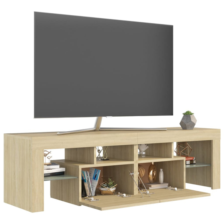 Tv-meubel LED-verlichting 140x36,5x40 cm sonoma eikenkleurig Sonoma eiken