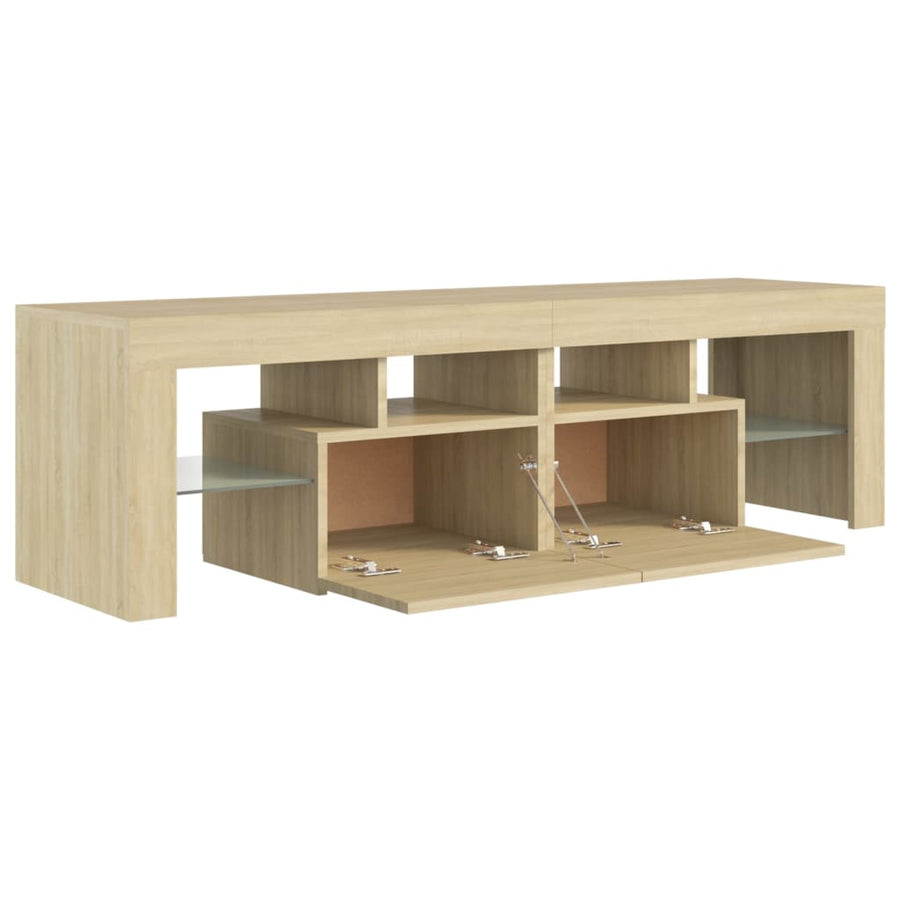 Tv-meubel LED-verlichting 140x36,5x40 cm sonoma eikenkleurig Sonoma eiken