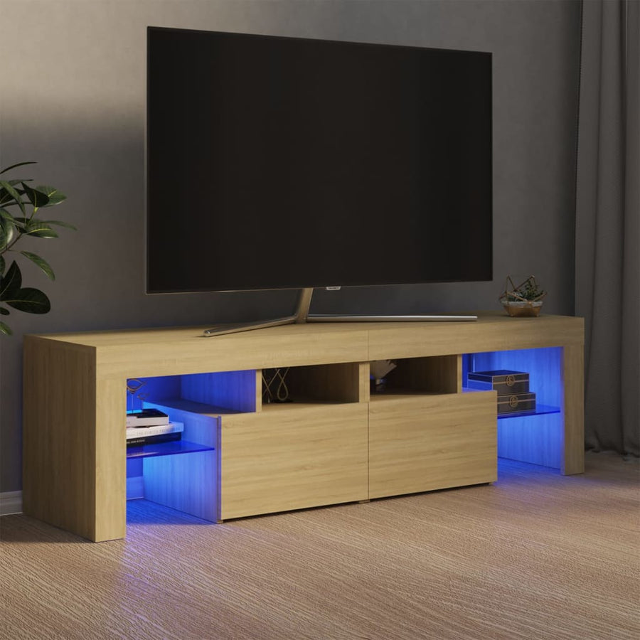 Tv-meubel LED-verlichting 140x36,5x40 cm sonoma eikenkleurig Sonoma eiken