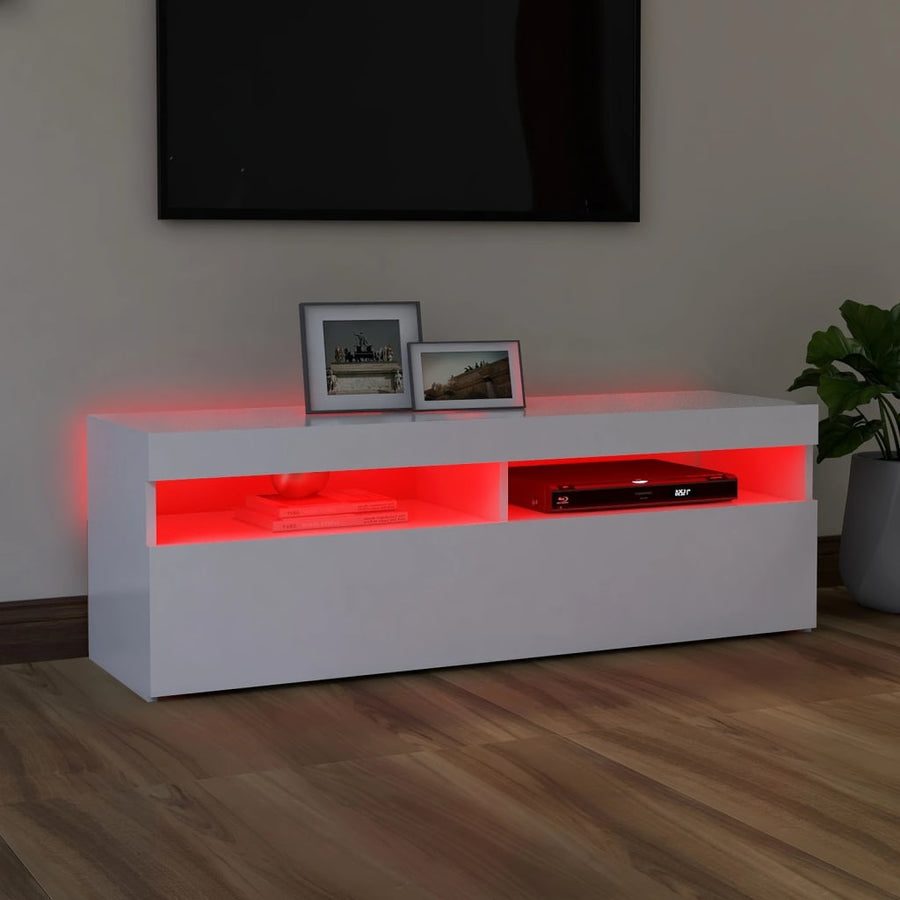 Tv-Meubel Met Led-Verlichting 1 120 x 35 x 40 cm Wit