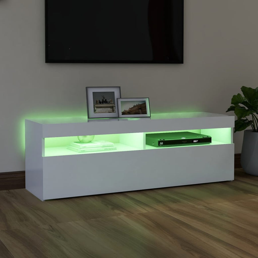 Tv-Meubel Met Led-Verlichting 1 120 x 35 x 40 cm Wit