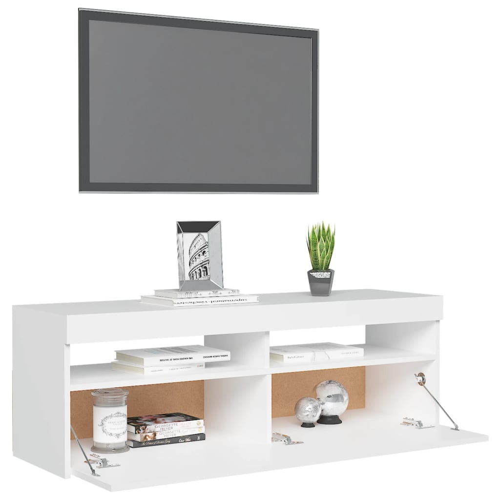Tv-Meubel Met Led-Verlichting 1 120 x 35 x 40 cm Wit