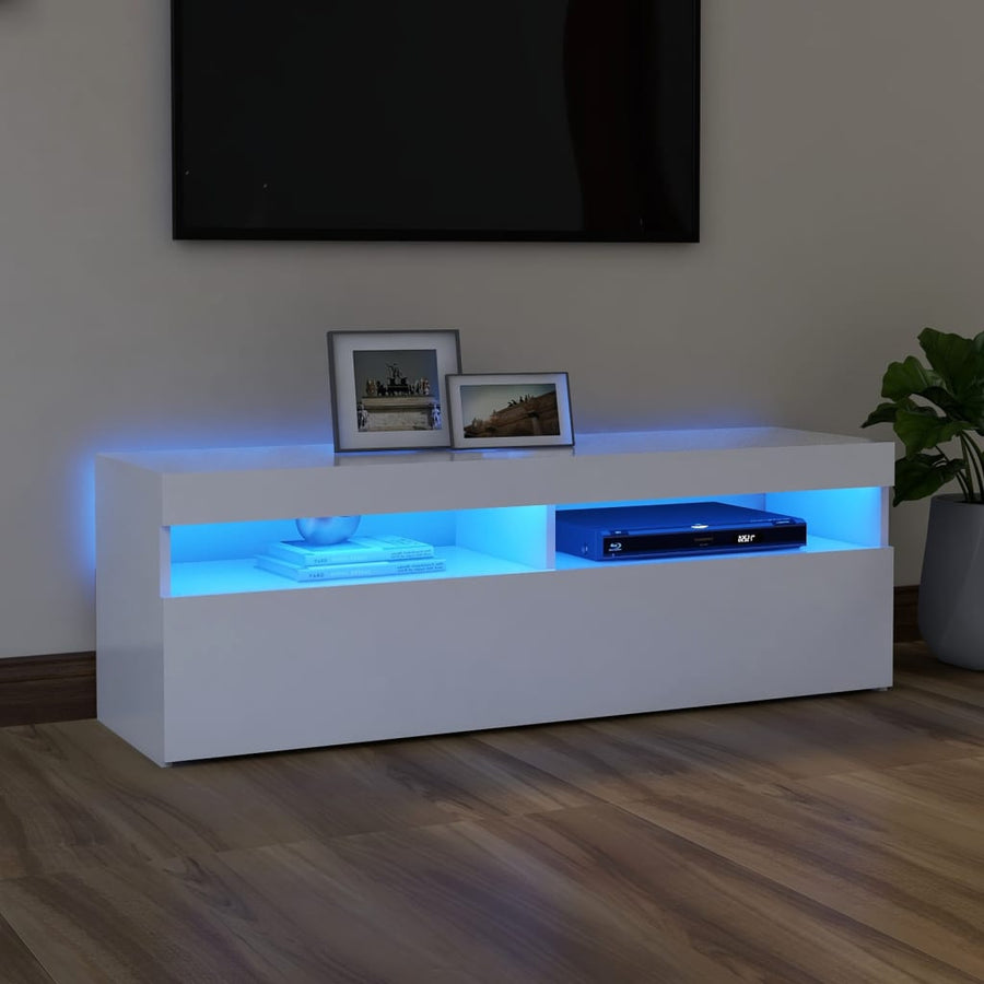 Tv-Meubel Met Led-Verlichting 1 120 x 35 x 40 cm Wit