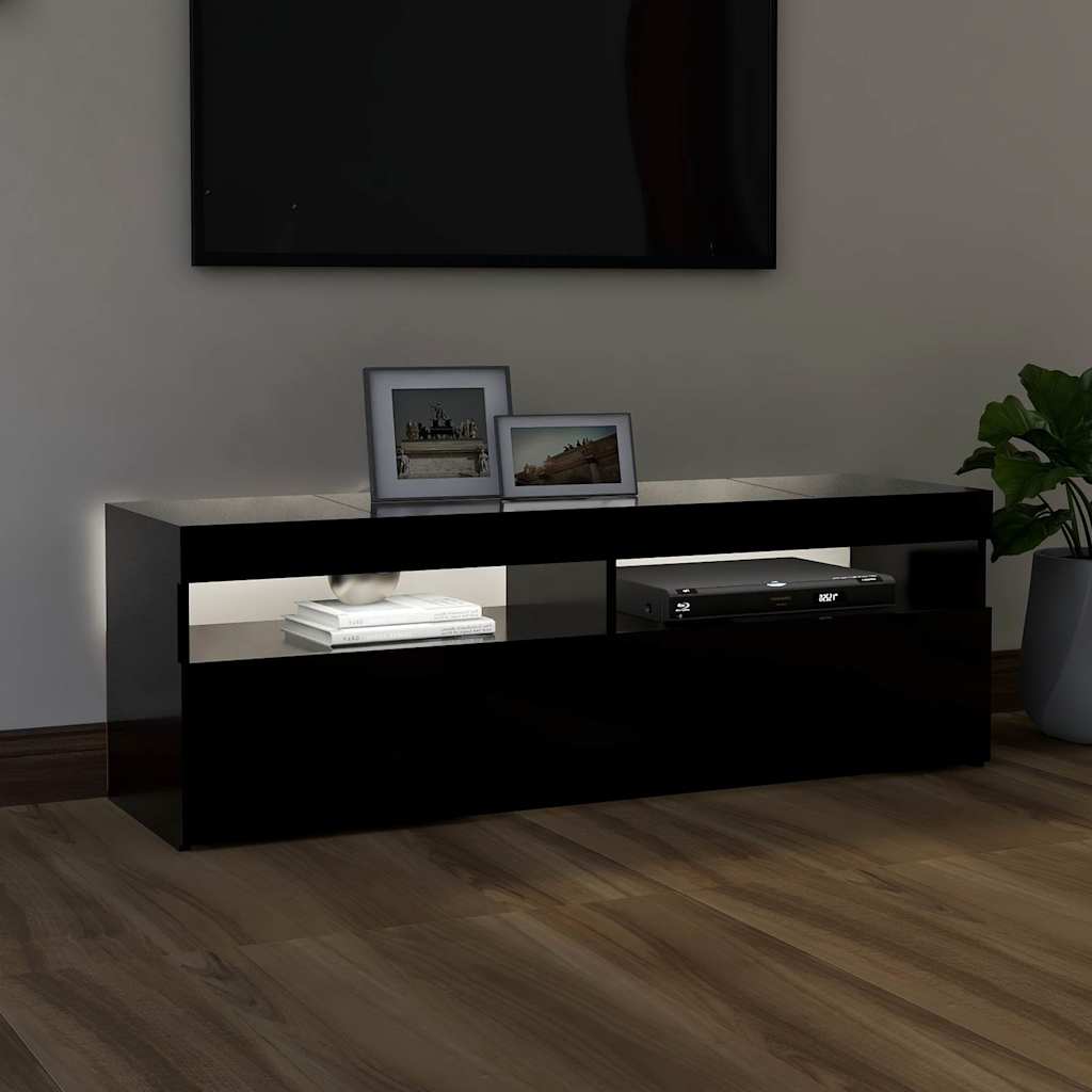 Tv-meubel met LED-verlichting 120x35x40 cm zwart