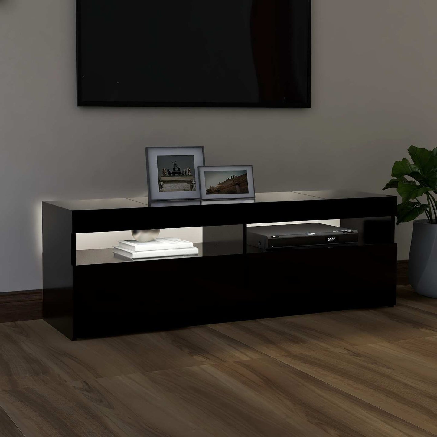 Tv-meubel met LED-verlichting 120x35x40 cm zwart
