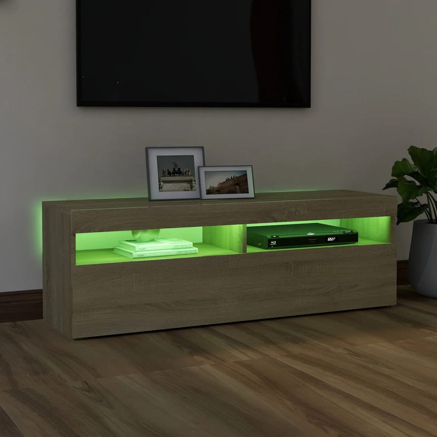 Tv-Meubel Met Led-Verlichting Kleurig 1 120 x 35 x 40 cm Sonoma eiken