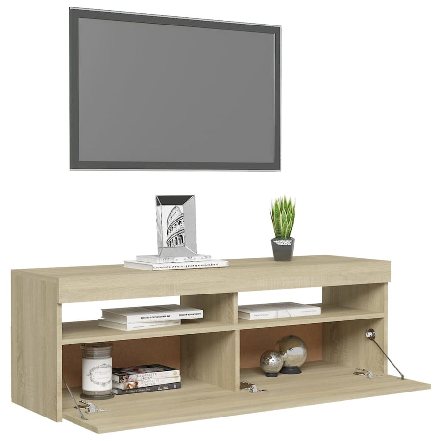 Tv-Meubel Met Led-Verlichting Kleurig 1 120 x 35 x 40 cm Sonoma eiken