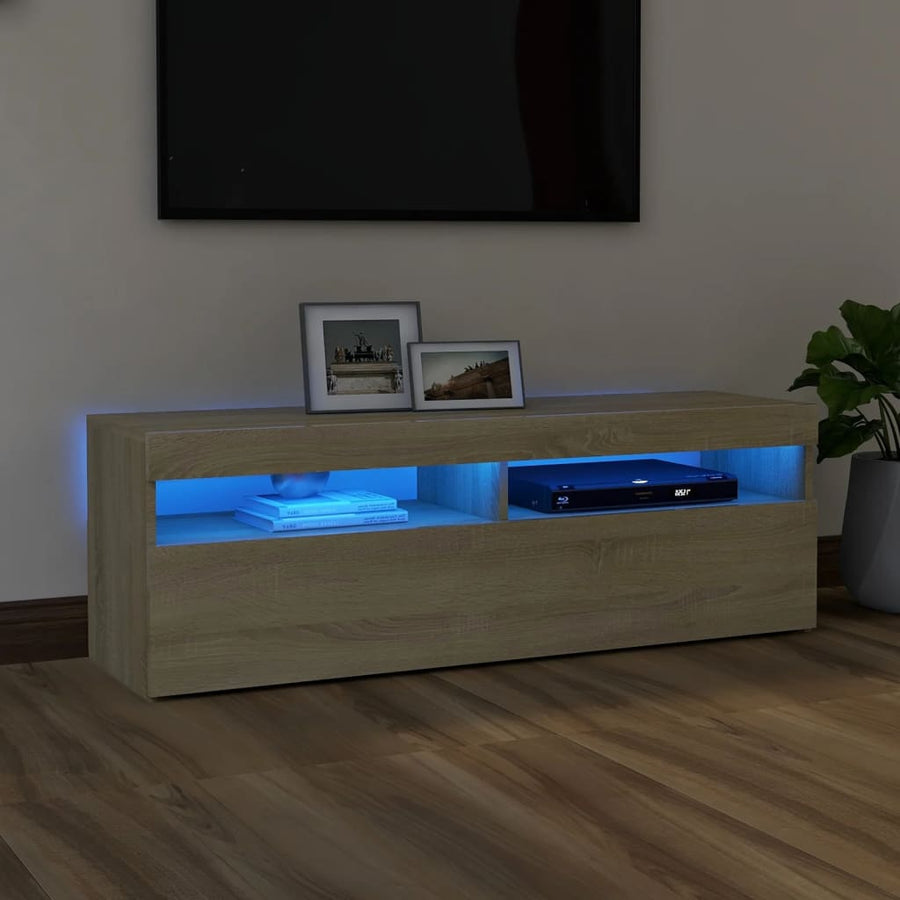Tv-Meubel Met Led-Verlichting Kleurig 1 120 x 35 x 40 cm Sonoma eiken