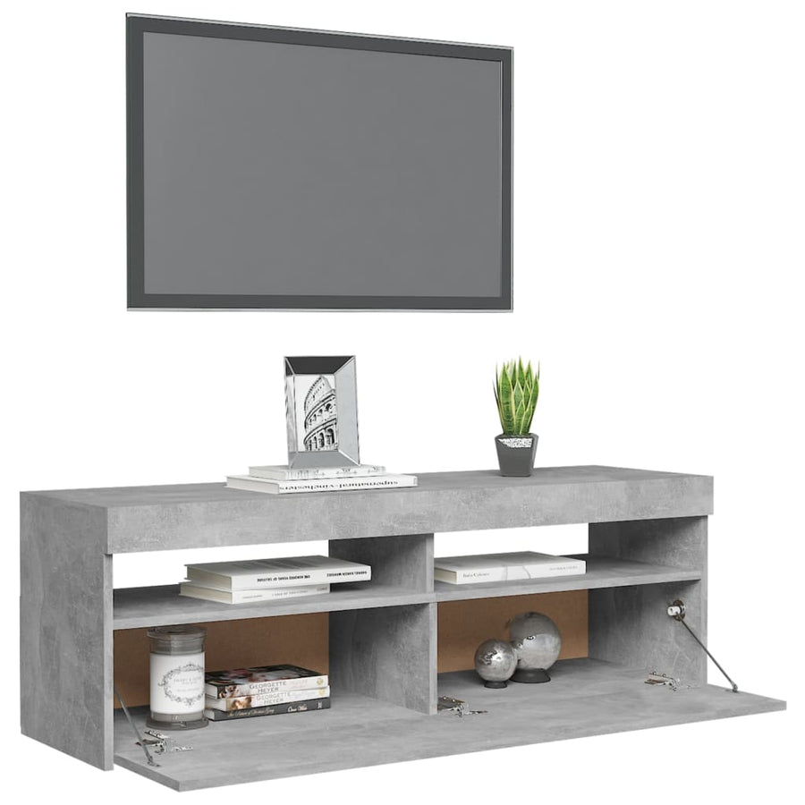Tv-Meubel Met Led-Verlichting 1 120 x 35 x 40 cm Betongrijs