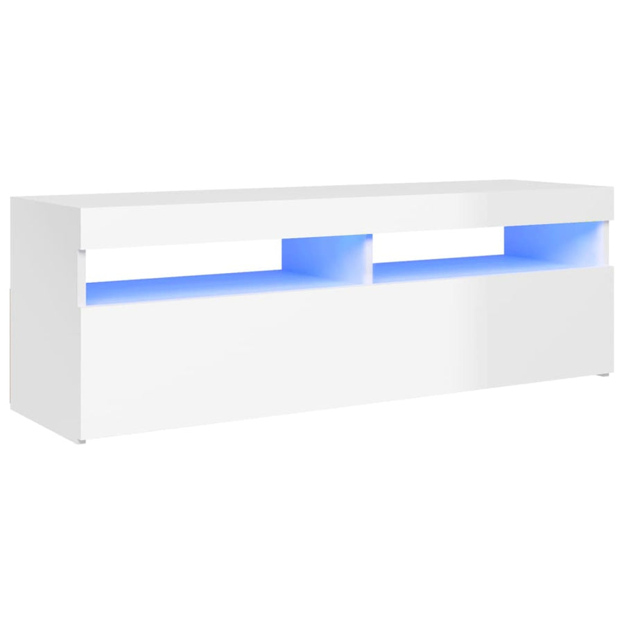 Tv-Meubel Met Led-Verlichting 1 120 x 35 x 40 cm Hoogglans wit