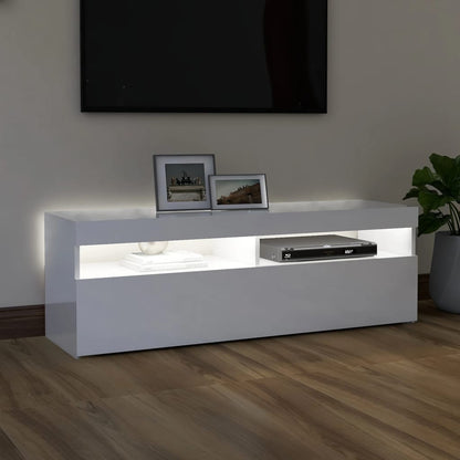 Tv-Meubel Met Led-Verlichting 1 120 x 35 x 40 cm Hoogglans wit