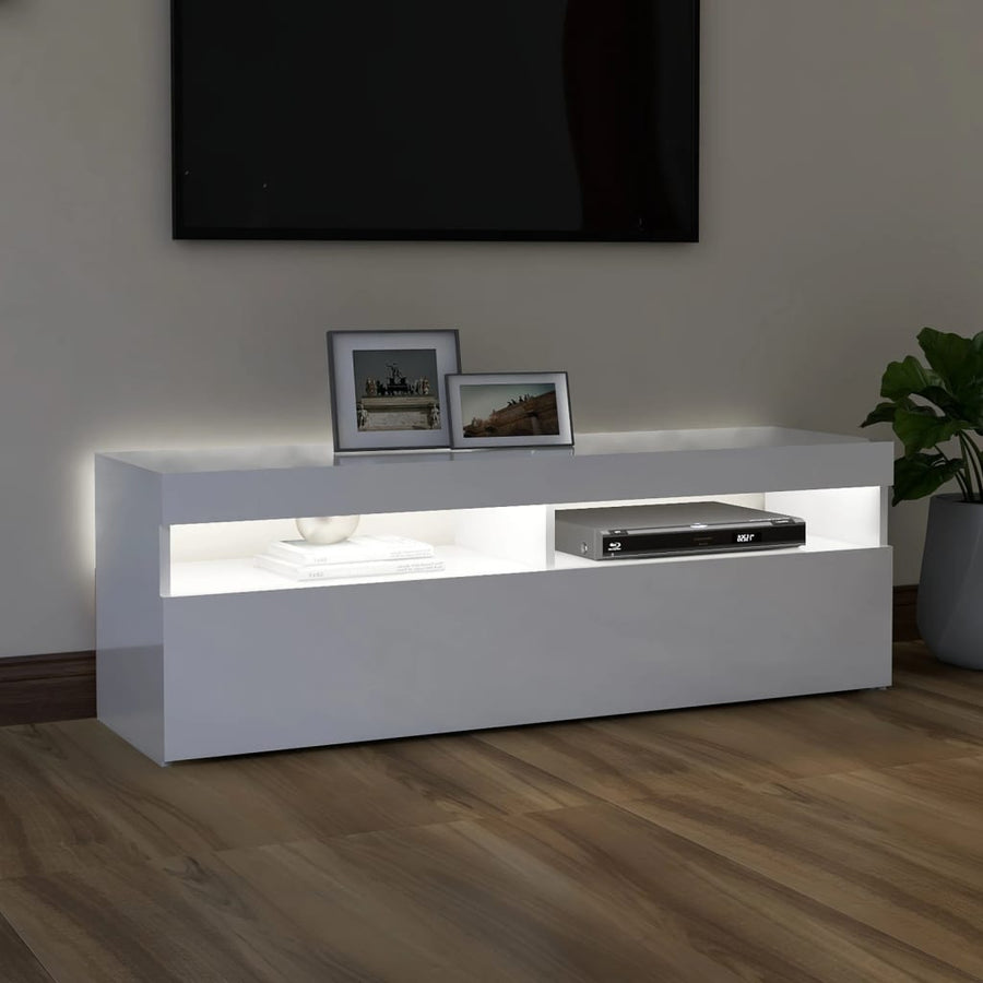 Tv-Meubel Met Led-Verlichting 1 120 x 35 x 40 cm Hoogglans wit