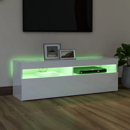 Tv-Meubel Met Led-Verlichting 1 120 x 35 x 40 cm Hoogglans wit