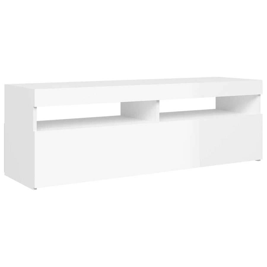 Tv-Meubel Met Led-Verlichting 1 120 x 35 x 40 cm Hoogglans wit