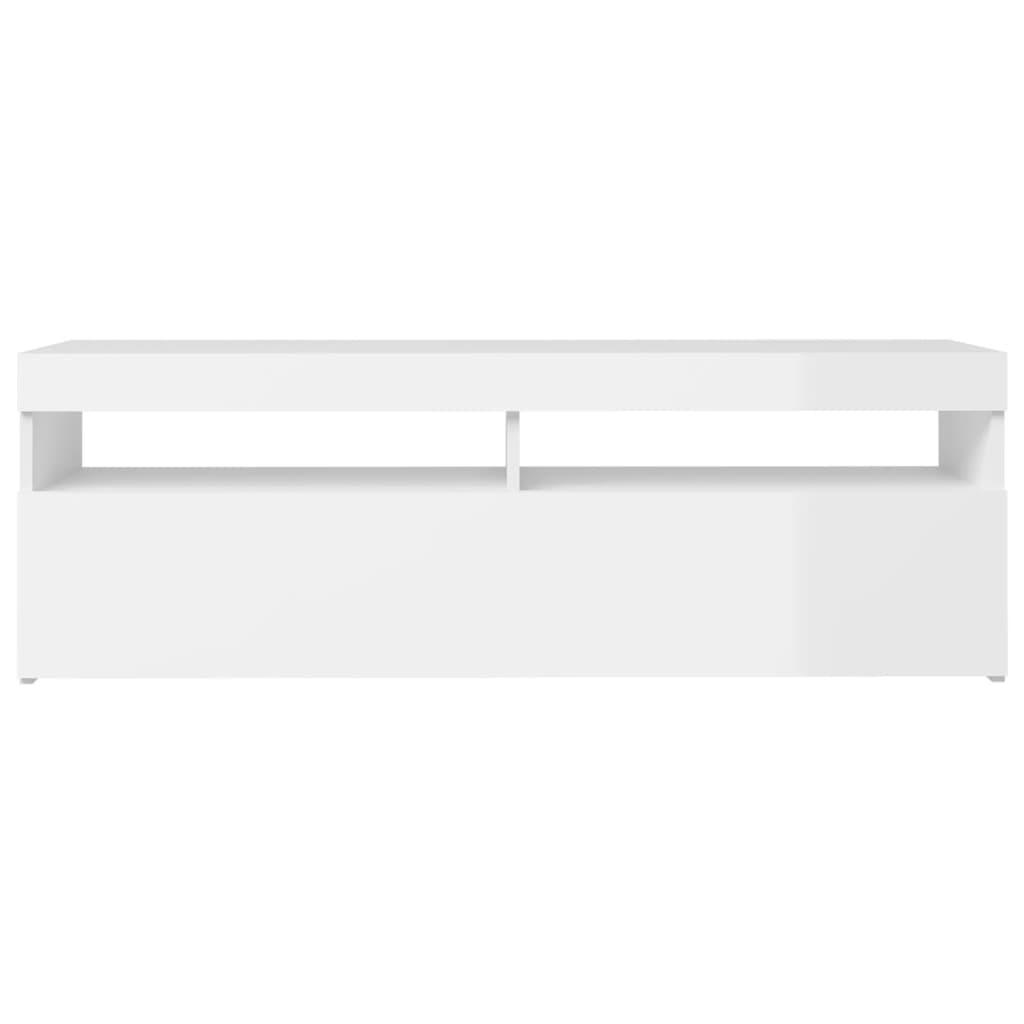 Tv-Meubel Met Led-Verlichting 1 120 x 35 x 40 cm Hoogglans wit