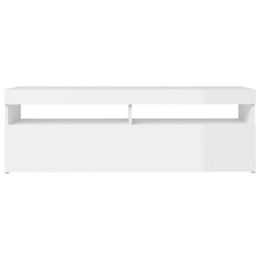 Tv-Meubel Met Led-Verlichting 1 120 x 35 x 40 cm Hoogglans wit