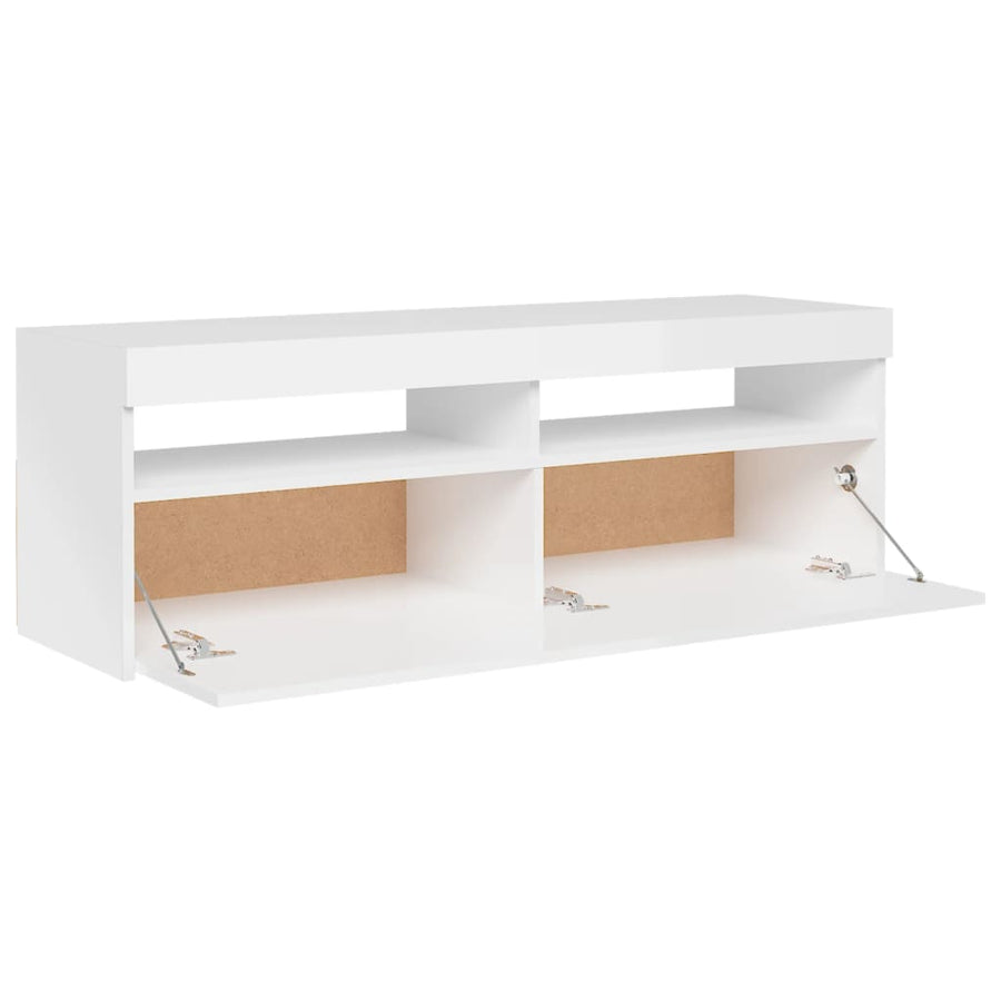 Tv-Meubel Met Led-Verlichting 1 120 x 35 x 40 cm Hoogglans wit