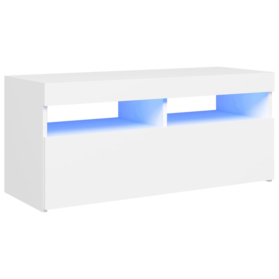 Tv-Meubel Met Led-Verlichting 1 90 x 35 x 40 cm Wit