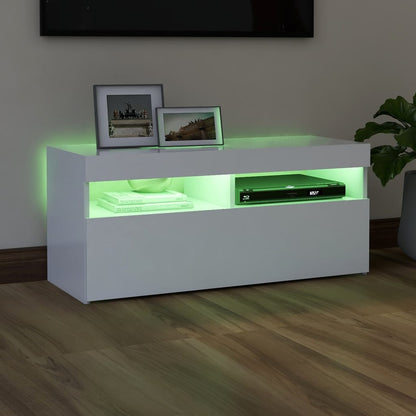 Tv-Meubel Met Led-Verlichting 1 90 x 35 x 40 cm Wit