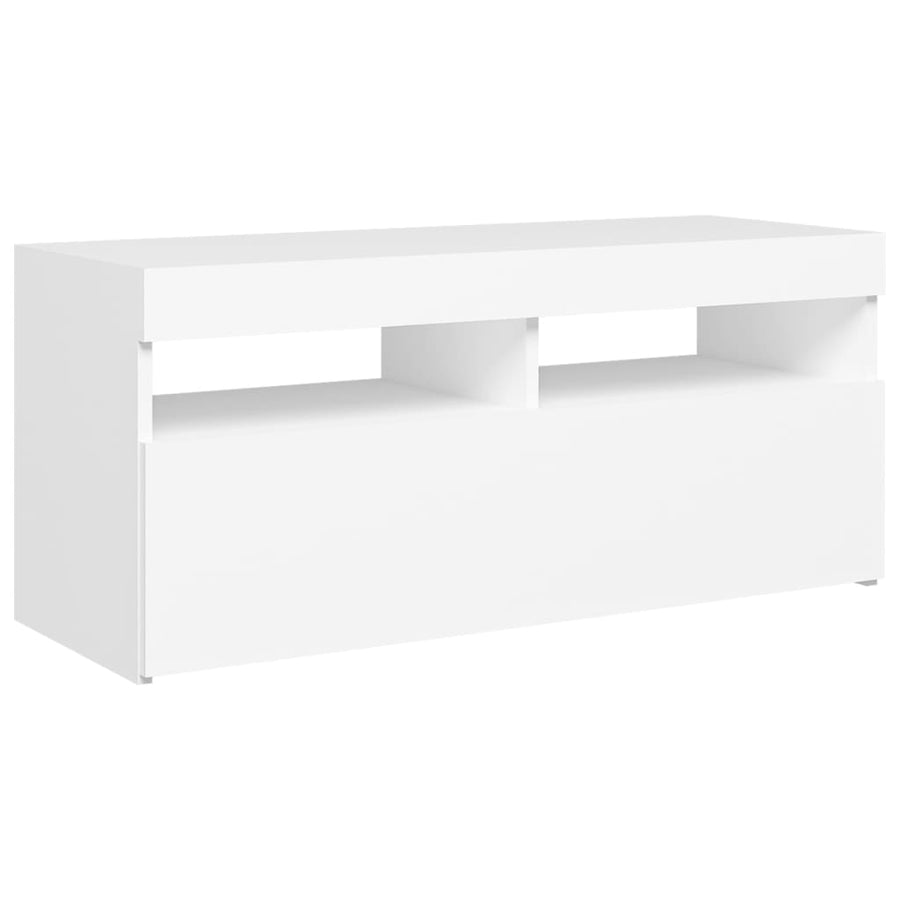 Tv-Meubel Met Led-Verlichting 1 90 x 35 x 40 cm Wit