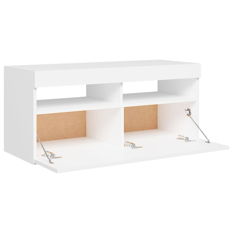 Tv-Meubel Met Led-Verlichting 1 90 x 35 x 40 cm Wit