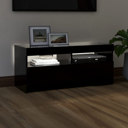 Tv-Meubel Met Led-Verlichting 1 90 x 35 x 40 cm Zwart