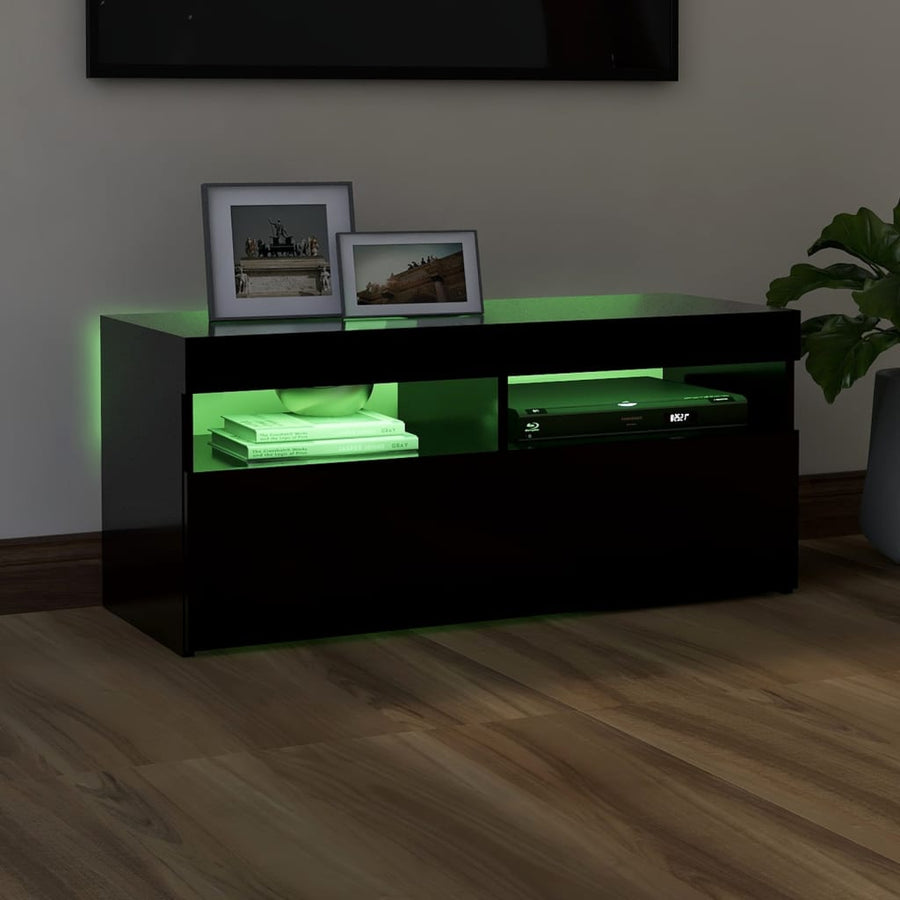 Tv-Meubel Met Led-Verlichting 1 90 x 35 x 40 cm Zwart