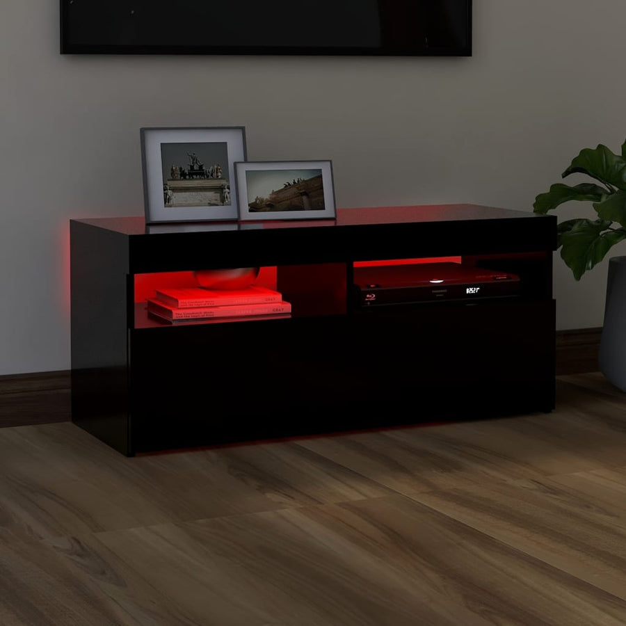 Tv-Meubel Met Led-Verlichting 1 90 x 35 x 40 cm Zwart