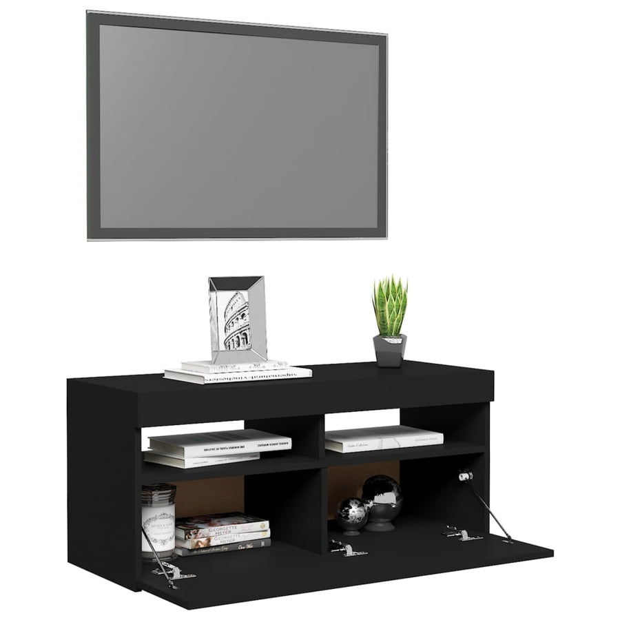 Tv-Meubel Met Led-Verlichting 1 90 x 35 x 40 cm Zwart