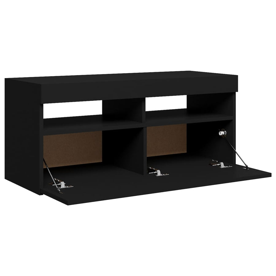 Tv-Meubel Met Led-Verlichting 1 90 x 35 x 40 cm Zwart