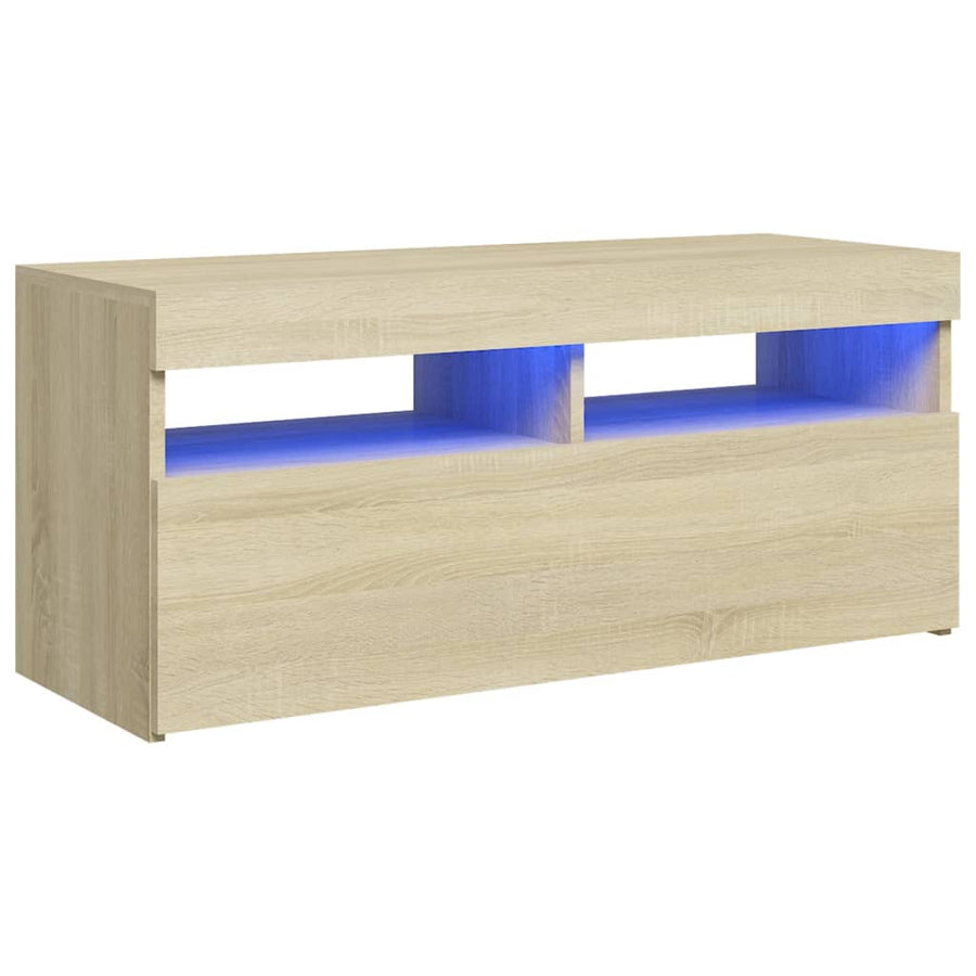 Tv-Meubel Met Led-Verlichting Kleurig 1 90 x 35 x 40 cm Sonoma eiken