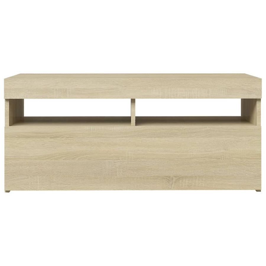 Tv-Meubel Met Led-Verlichting Kleurig 1 90 x 35 x 40 cm Sonoma eiken