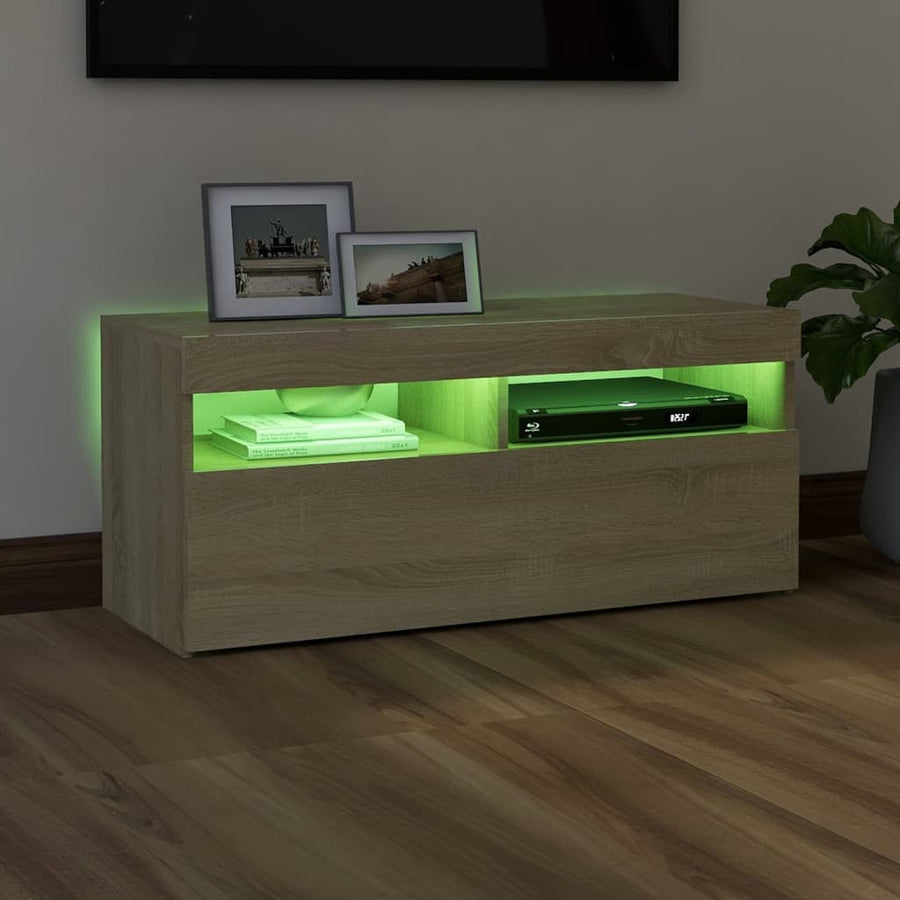 Tv-Meubel Met Led-Verlichting Kleurig 1 90 x 35 x 40 cm Sonoma eiken