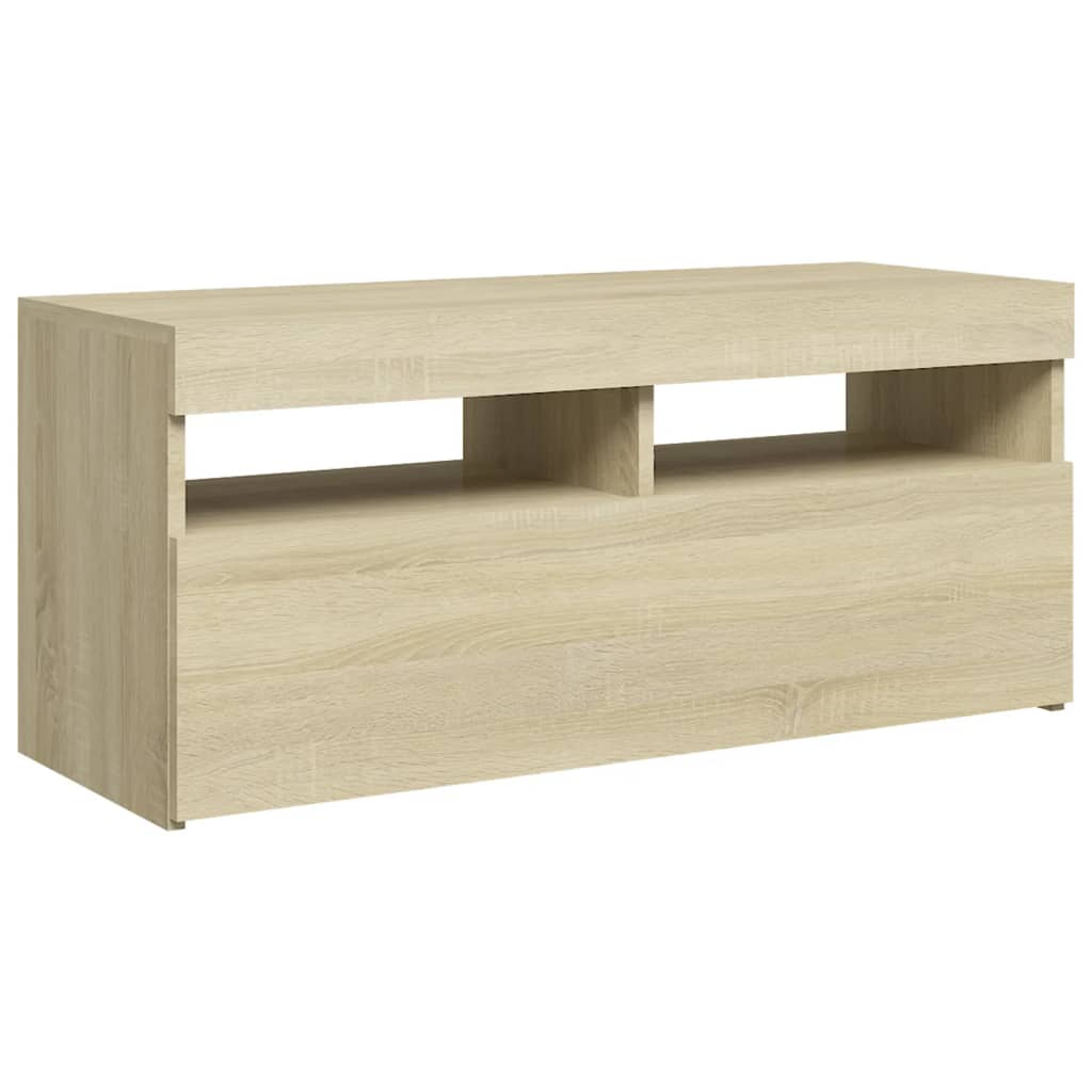 Tv-Meubel Met Led-Verlichting Kleurig 1 90 x 35 x 40 cm Sonoma eiken