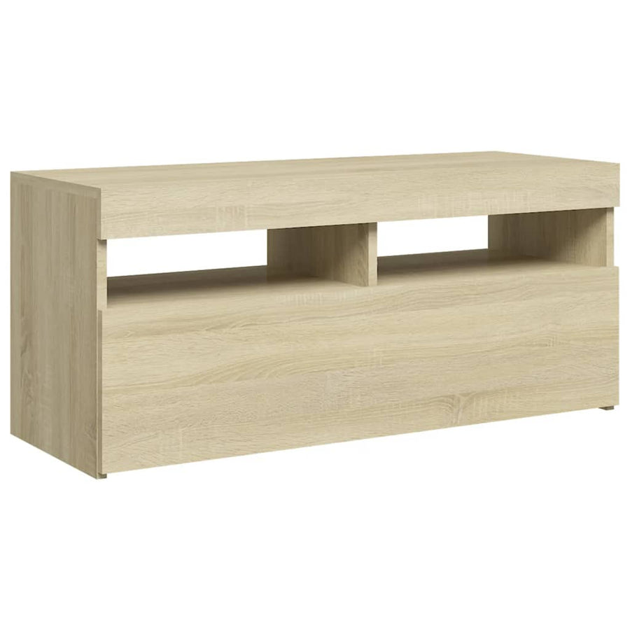 Tv-Meubel Met Led-Verlichting Kleurig 1 90 x 35 x 40 cm Sonoma eiken