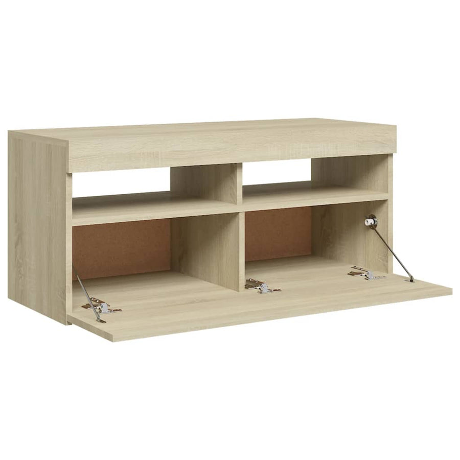 Tv-Meubel Met Led-Verlichting Kleurig 1 90 x 35 x 40 cm Sonoma eiken