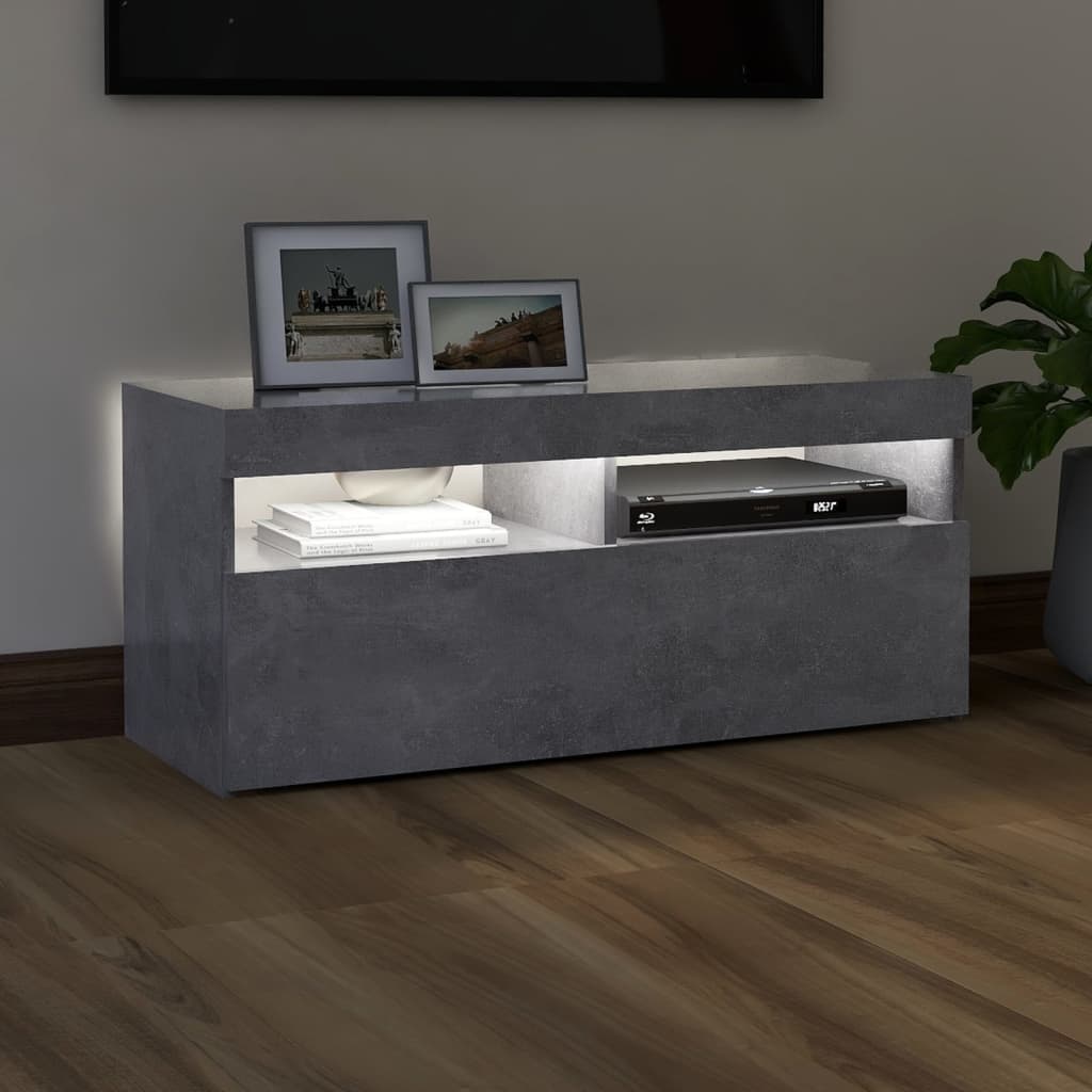 Tv-Meubel Met Led-Verlichting 1 90 x 35 x 40 cm Betongrijs