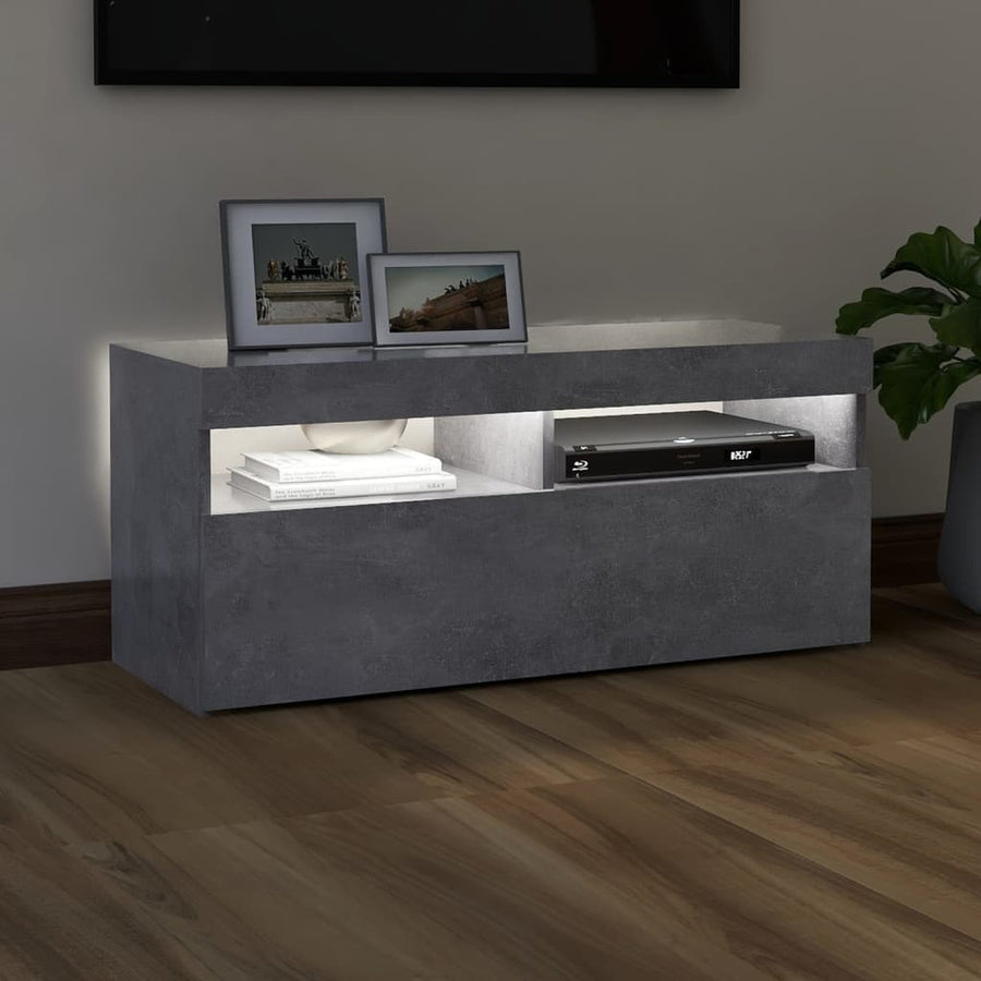 Tv-Meubel Met Led-Verlichting 1 90 x 35 x 40 cm Betongrijs