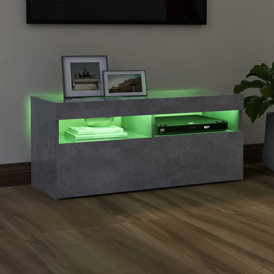 Tv-Meubel Met Led-Verlichting 1 90 x 35 x 40 cm Betongrijs