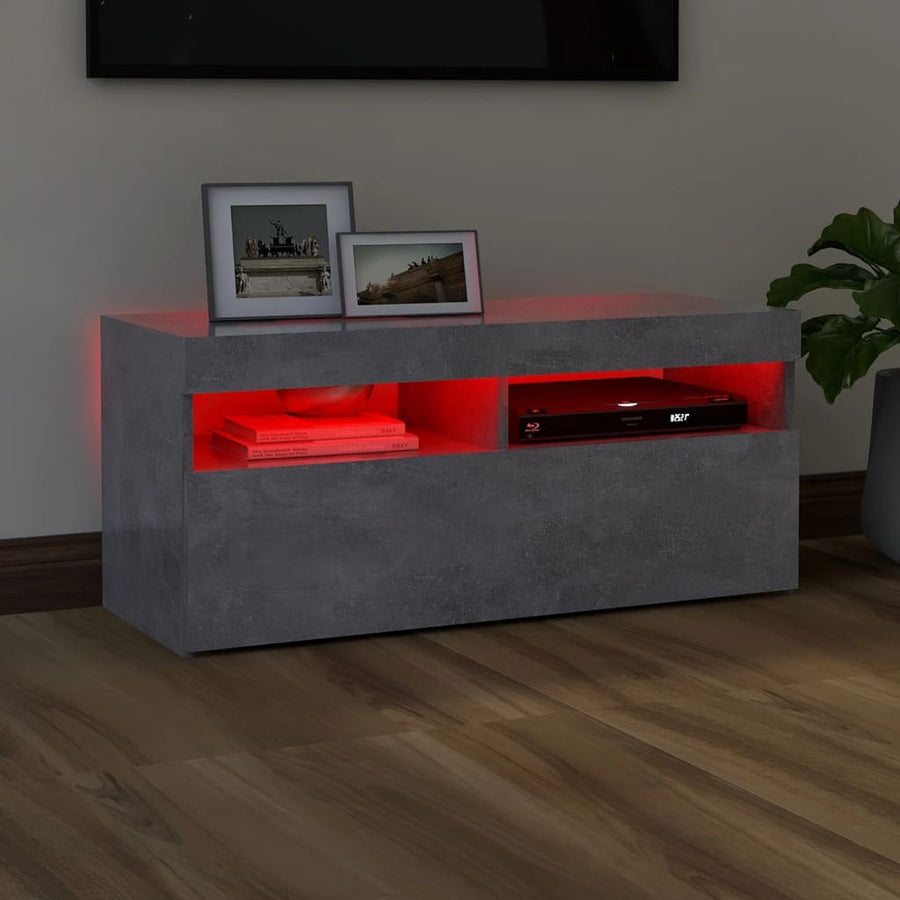 Tv-Meubel Met Led-Verlichting 1 90 x 35 x 40 cm Betongrijs