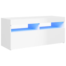 Tv-Meubel Met Led-Verlichting 1 90 x 35 x 40 cm Hoogglans wit