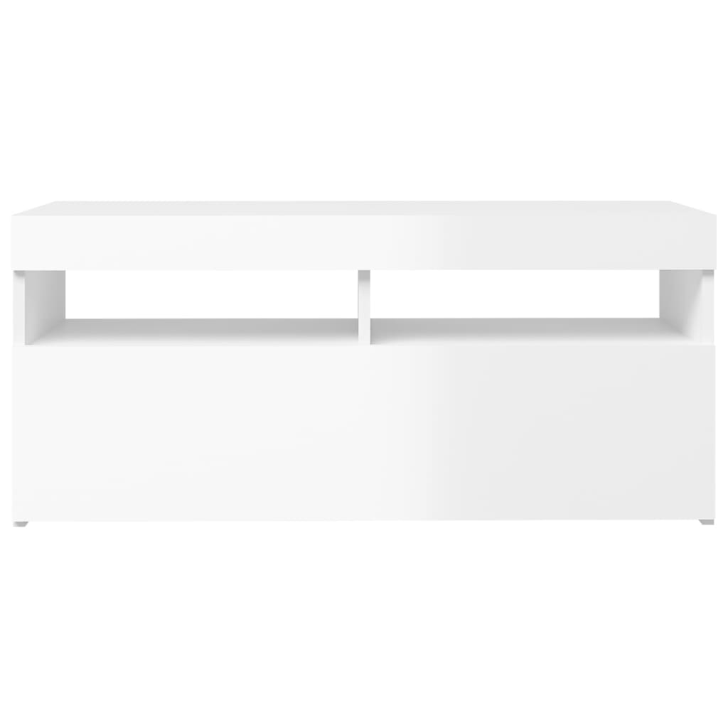 Tv-Meubel Met Led-Verlichting 1 90 x 35 x 40 cm Hoogglans wit