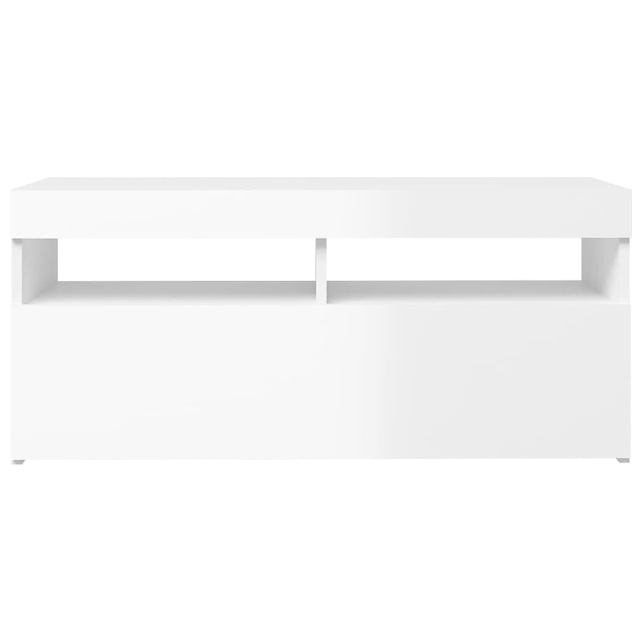 Tv-Meubel Met Led-Verlichting 1 90 x 35 x 40 cm Hoogglans wit