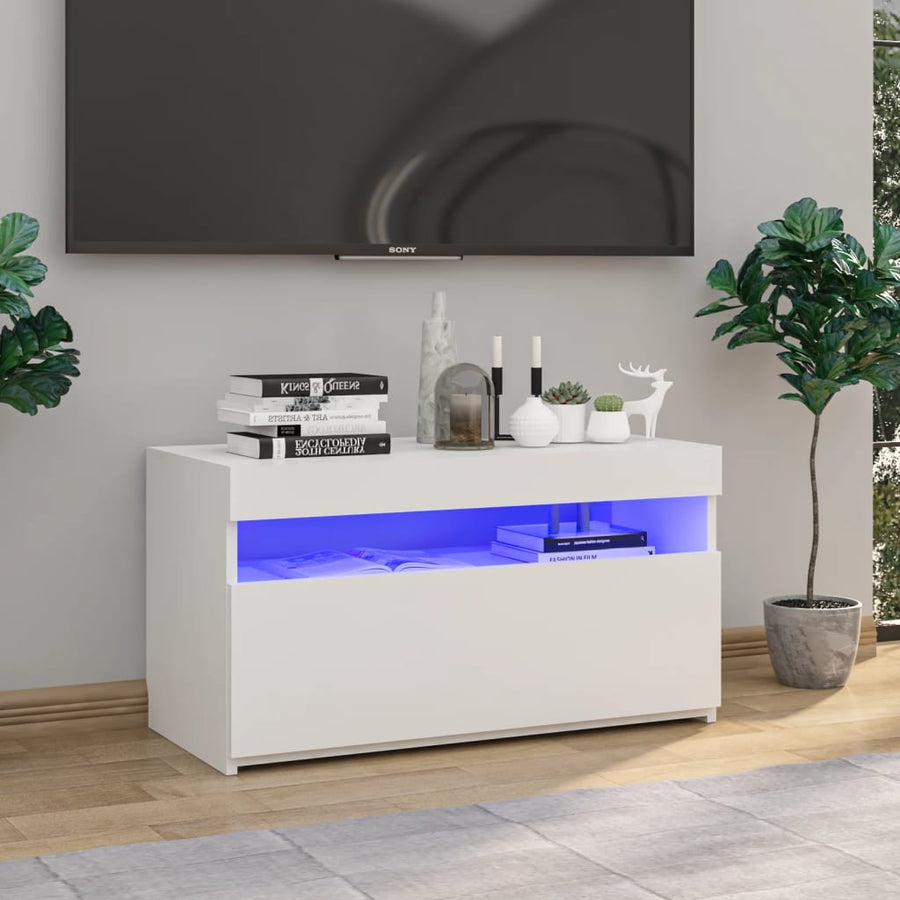 Tv-Meubel Met Led-Verlichting 1 75 x 35 x 40 cm Wit