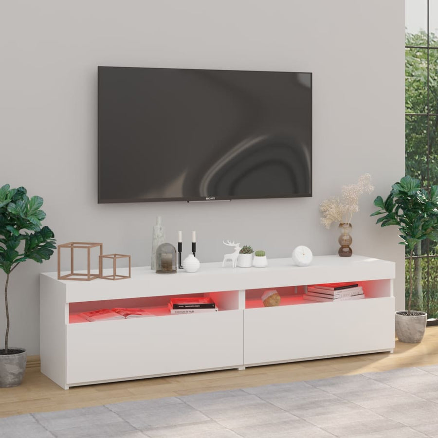 Tv-Meubelen Met Led-Verlichting 2 75 x 35 x 40 cm Wit